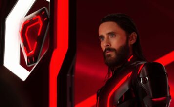Jared Leto as Ares in Tron: Ares, directed by Joachim Ronning. Photo: Leah Gallo. Copyright: Disney Enterprises, Inc. All Rights Reserved.